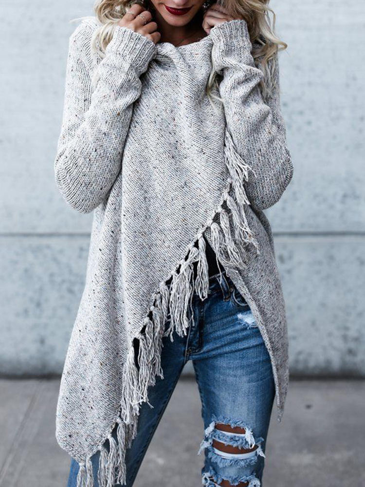 Women Winter Warm Tassel Sweater Coats