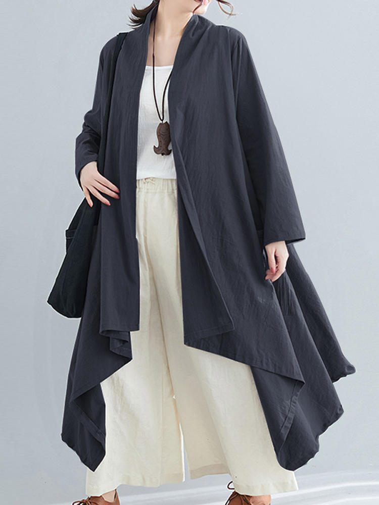 Women Long Sleeve Solid Casual Cardigans Coats