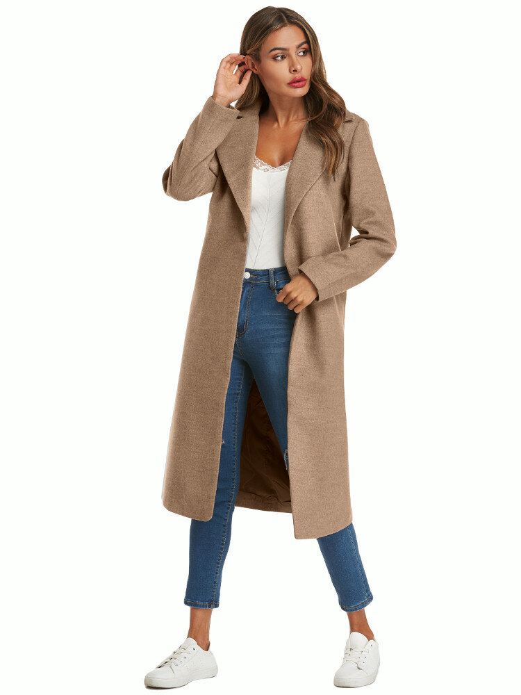 Women Winter Daily Casual Woolen Coats