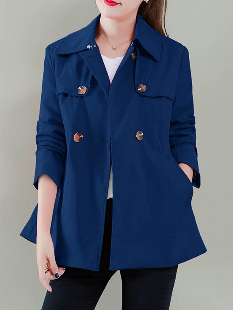 Button Solid Color Casual Jacket