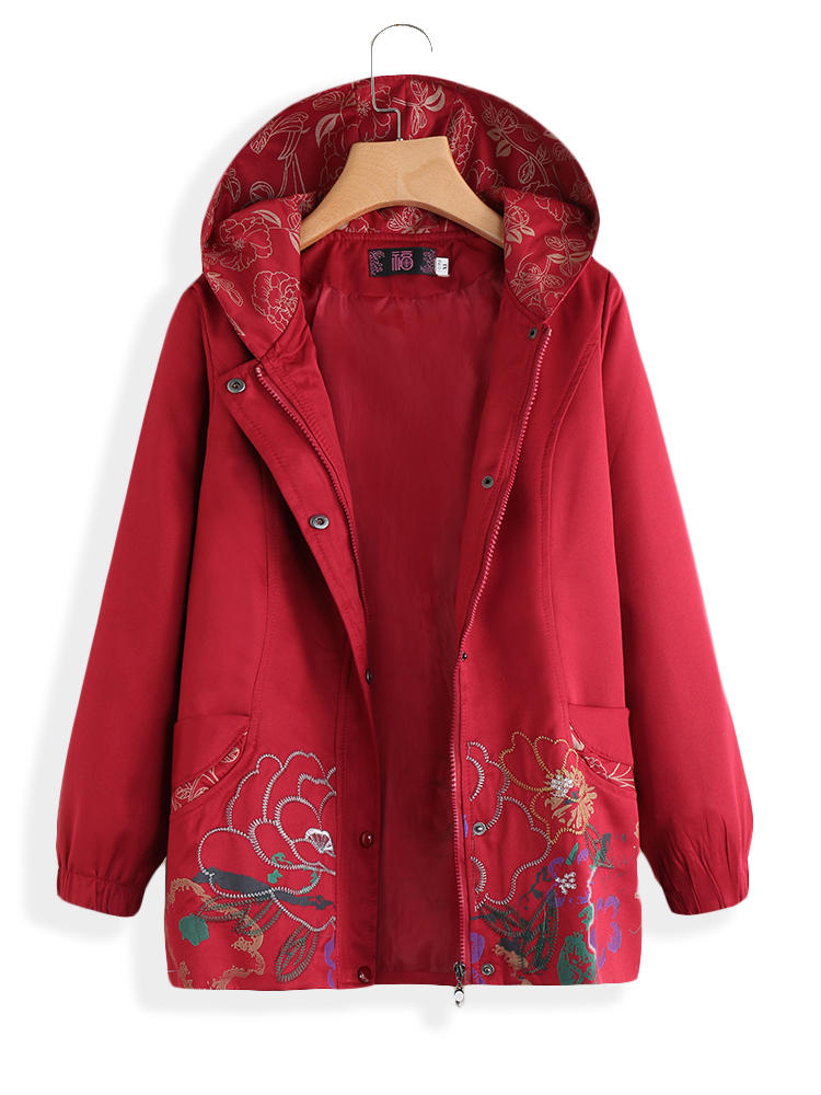 Hooded Embroidered Vintage Coat