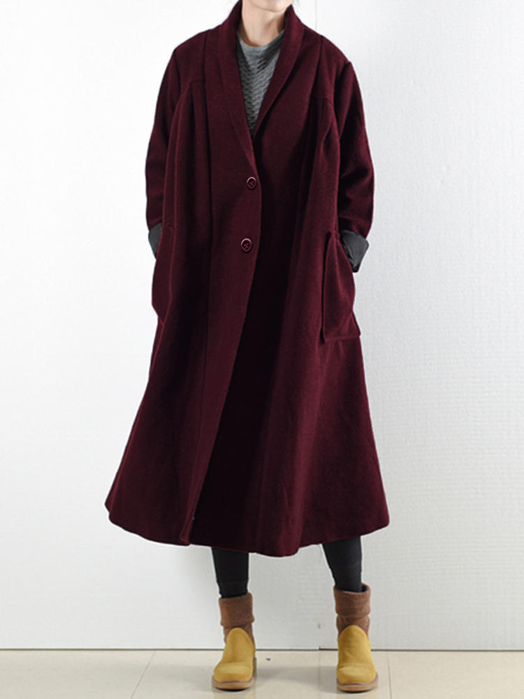 Women Long Sleeve Solid Color Casual Trench Coats