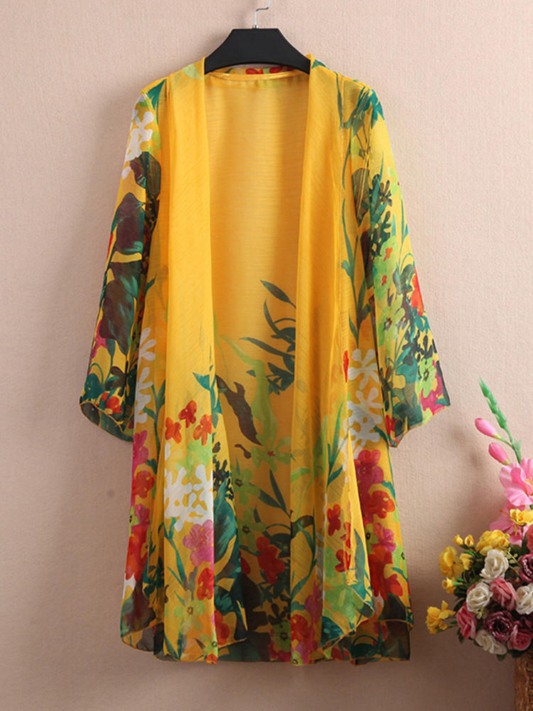 Floral Printed Sheer Kimono