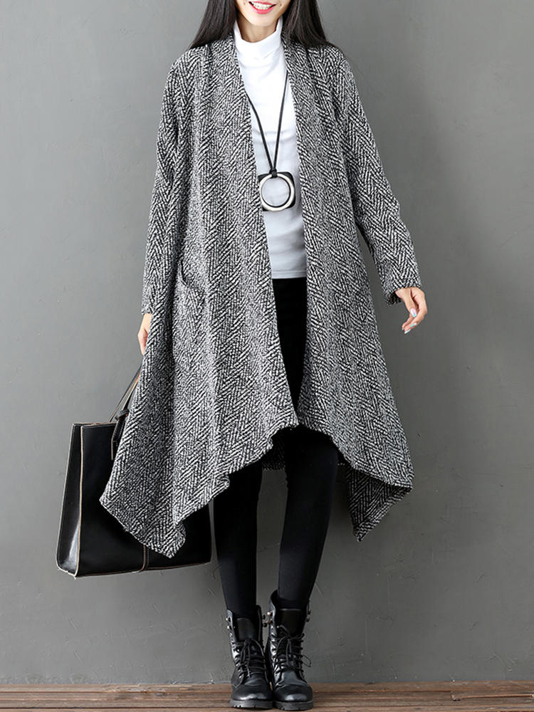 Solid Color Women Open Front Cardigan