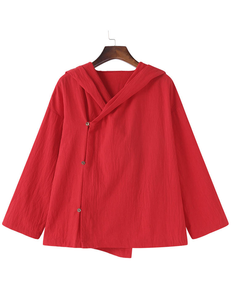 S-5XL Women Cotton Hooded Thin Outerwear