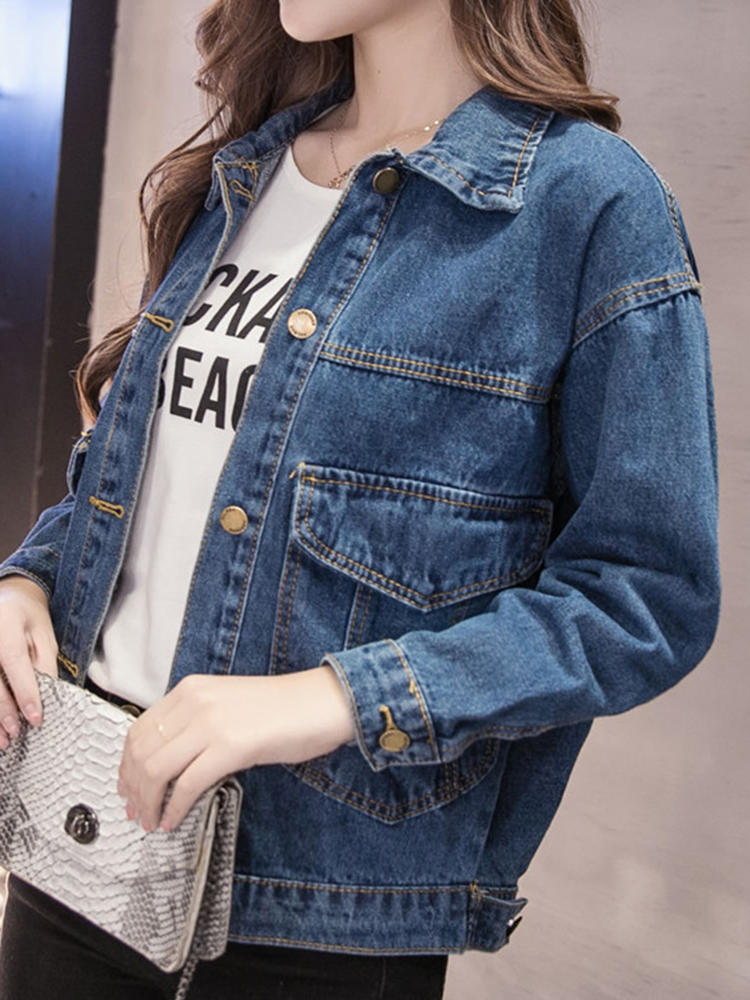 Long Sleeve Stretch Short Denim Jacket