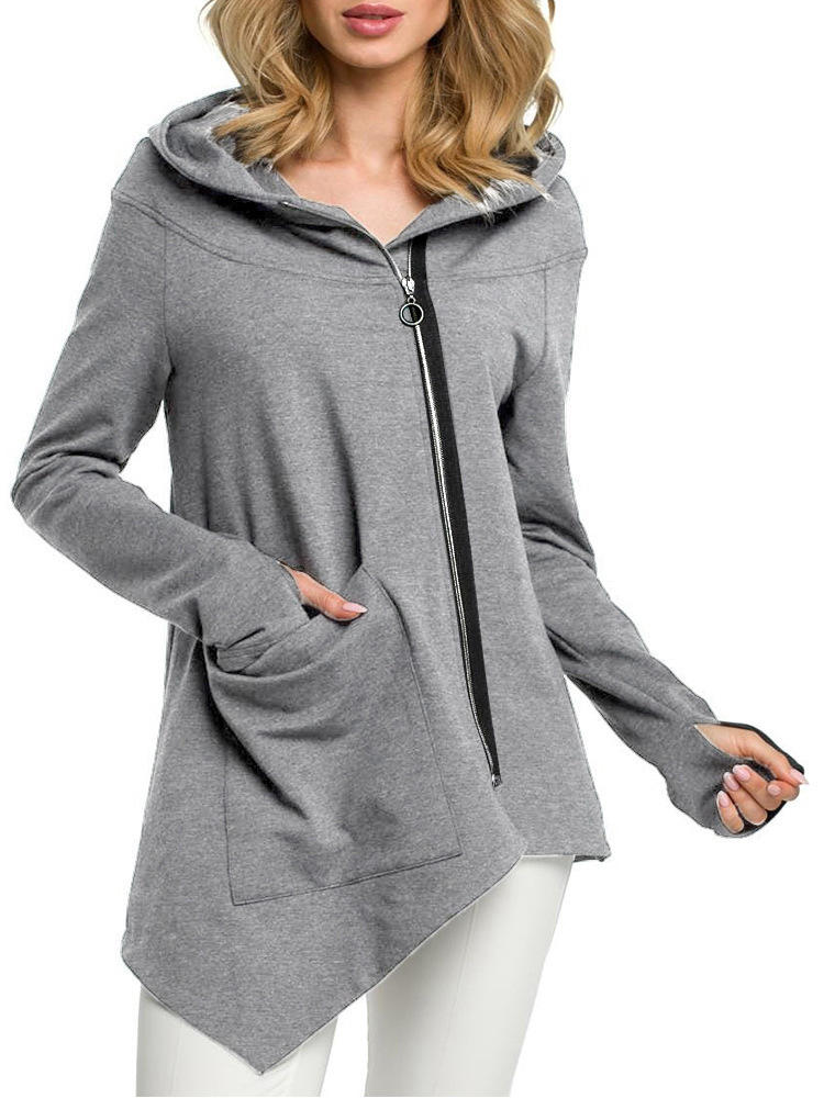 Women Long Sleeve Zipper Casual Coats