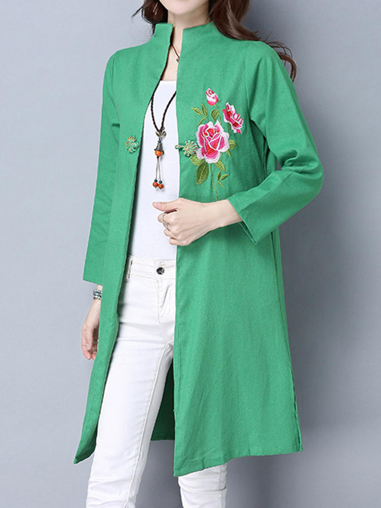 Folk Style Long Sleeve Embroidery Women Coats