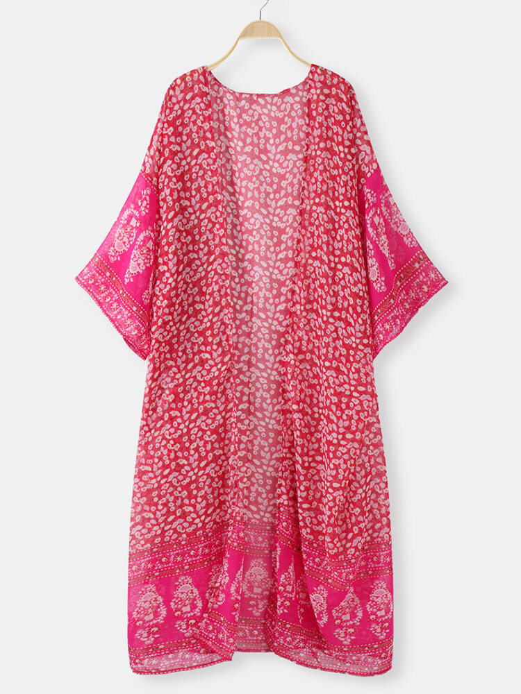 Bohemian Floral Chiffon Summer Holiday Maxi Cardigans