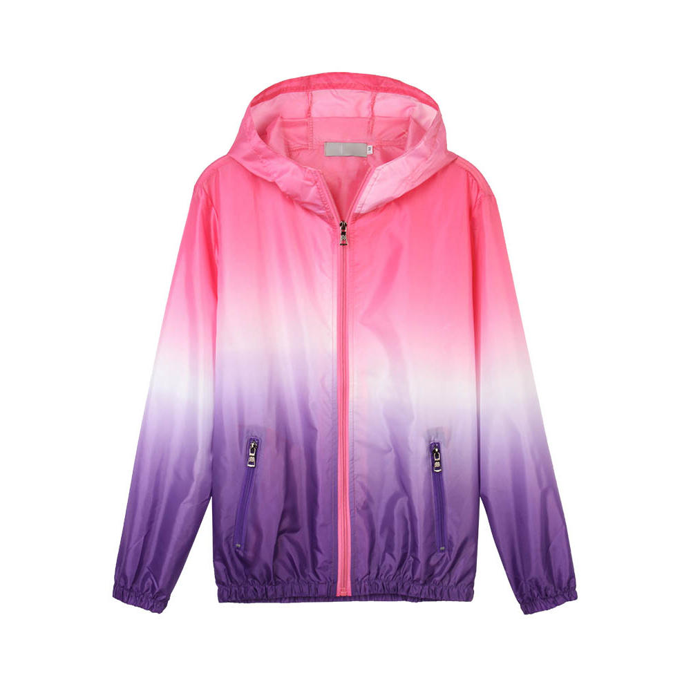 Casual Women Hooded Gradient Sport Sun Protection Coat