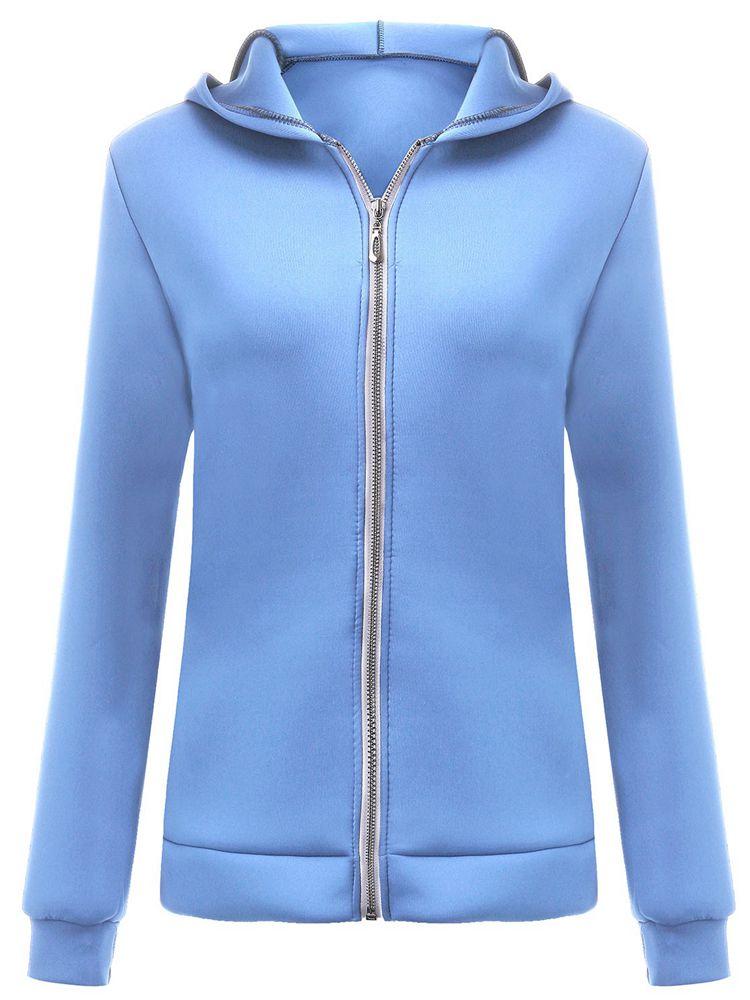 Womens Cute Ear Plain Hoodie Long Sleeve Top Coat